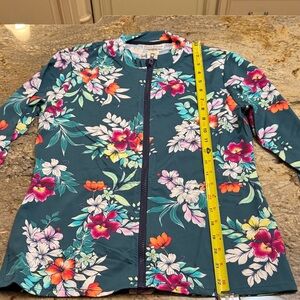 Tommy Bahama Floral Sun Protection Jacket - Teal and Multicolor